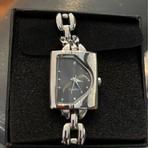 Vintage Silver and Black quartz women’s Rectangular Watch